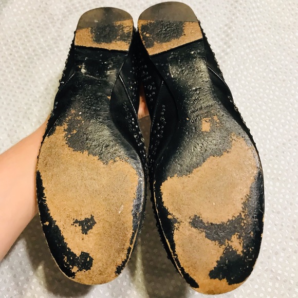 Valentino Garavani Swarovski Crystal Studded Flats Black Satin Size 8.5 - Picture 10 of 14